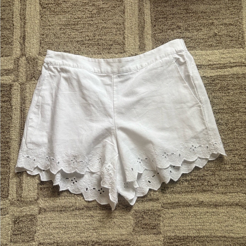a new day White Eyelet Scallop Hem High Waist Shorts